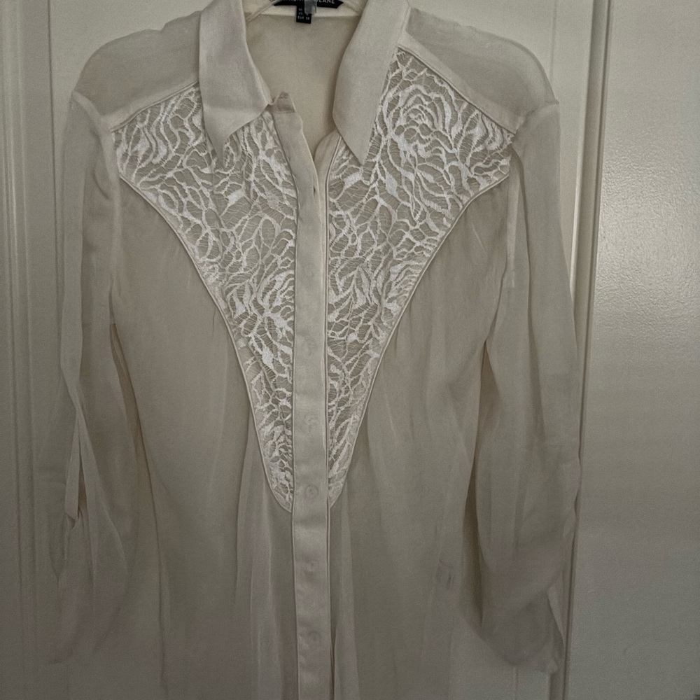 Elegant Cream Blouse with Lace Detail